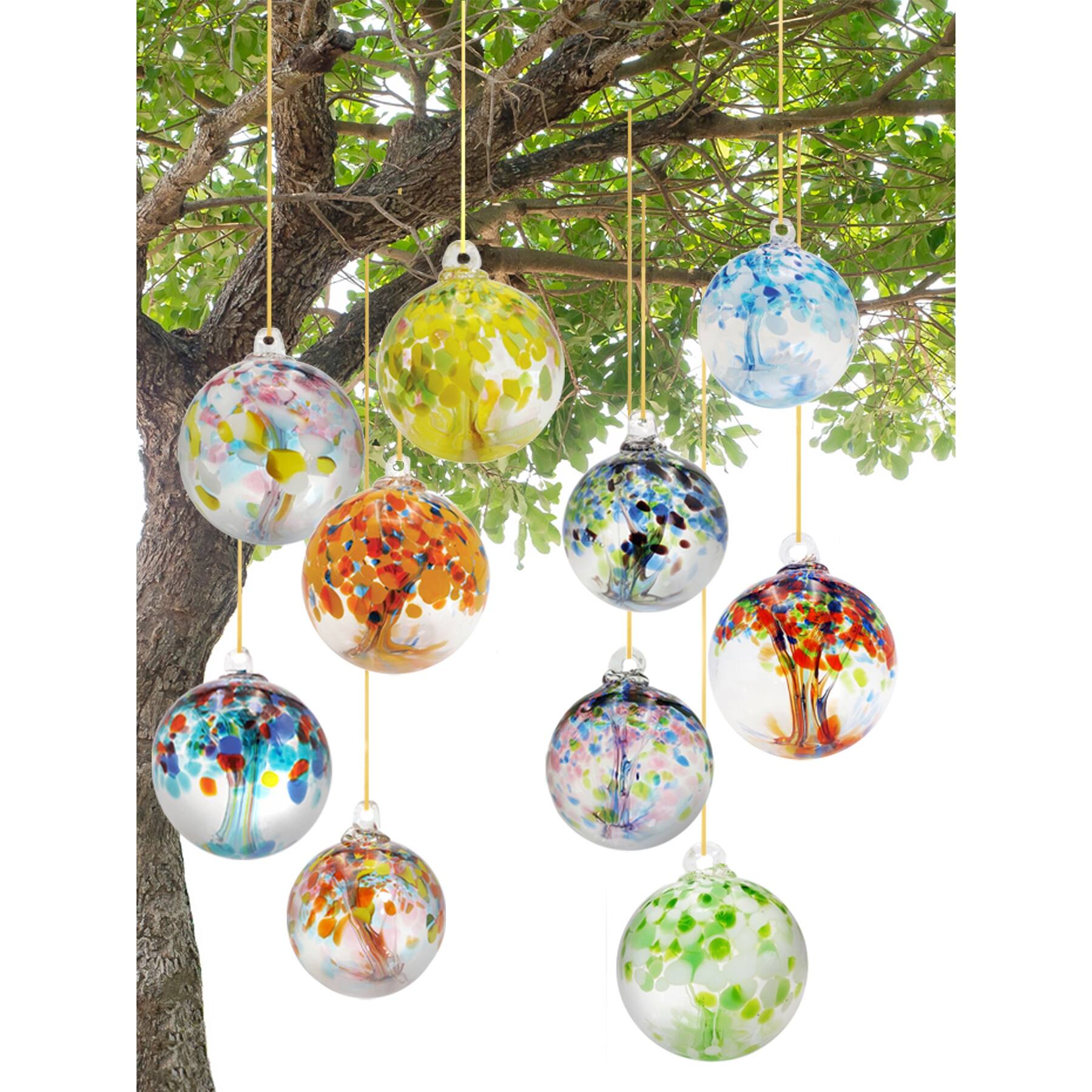 Tree of Life Mystic Hand Blown Art Glass Ornament4"D 4 inch On